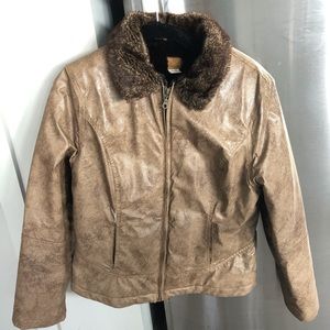 Vintage brown jacket w fur trim